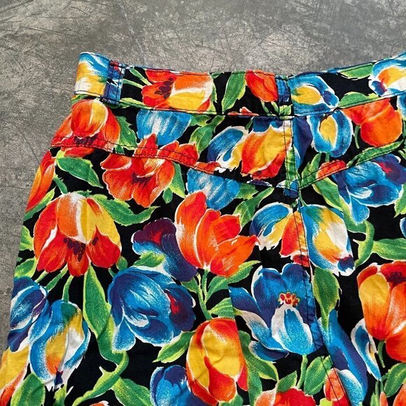 Vintage 80s 90s High Waisted Gap Floral Tropical Pants Womens Large - Picture 9 of 12